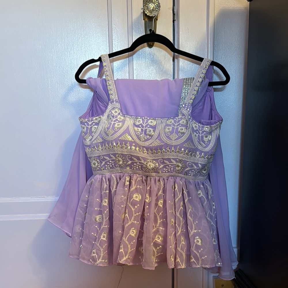 Lavender Embroidered Peplum Top